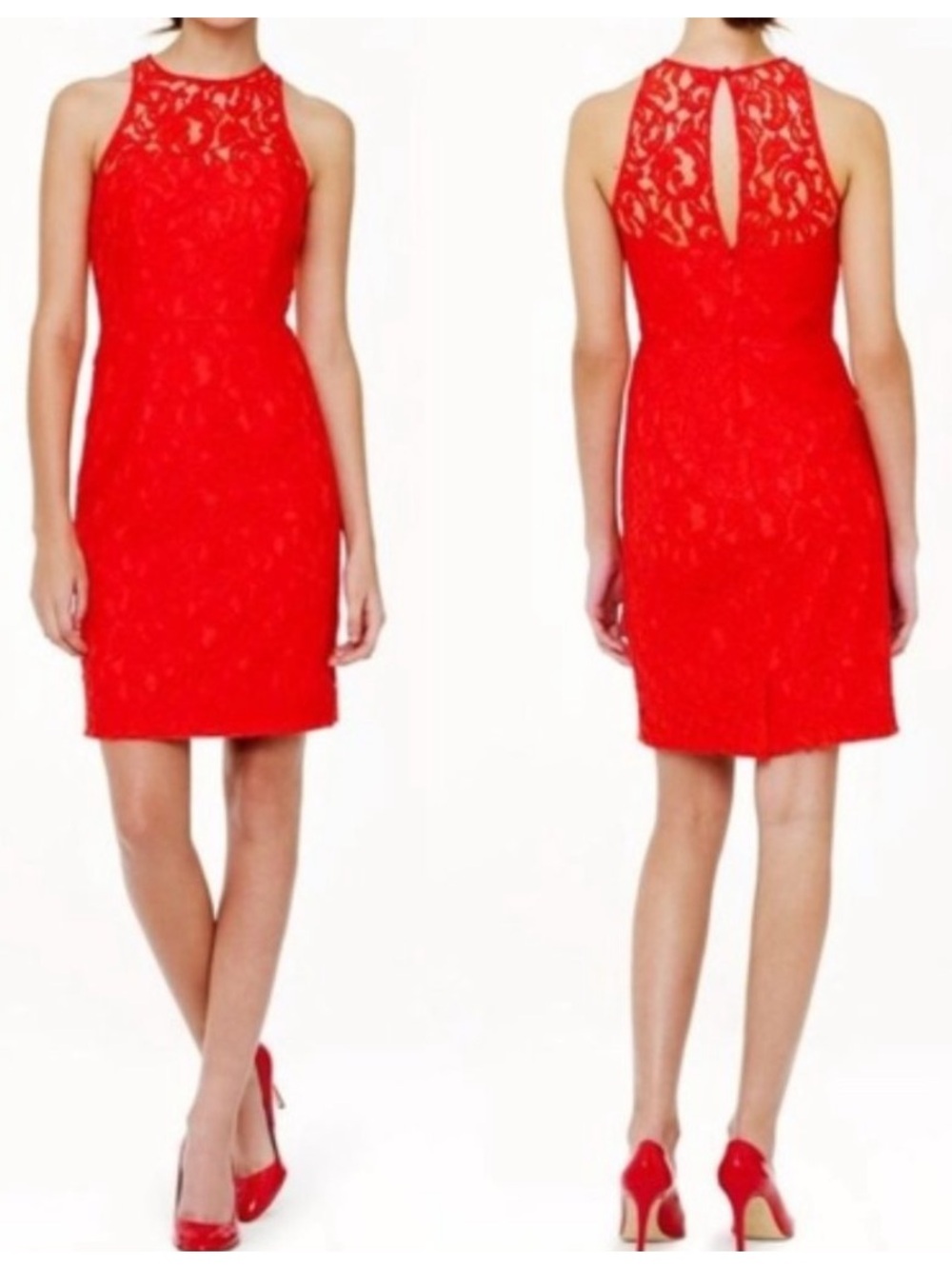 J Crew Collection Floral Lace
Sheath Dress Coral Pink Pamela Poppy Red, Size 12